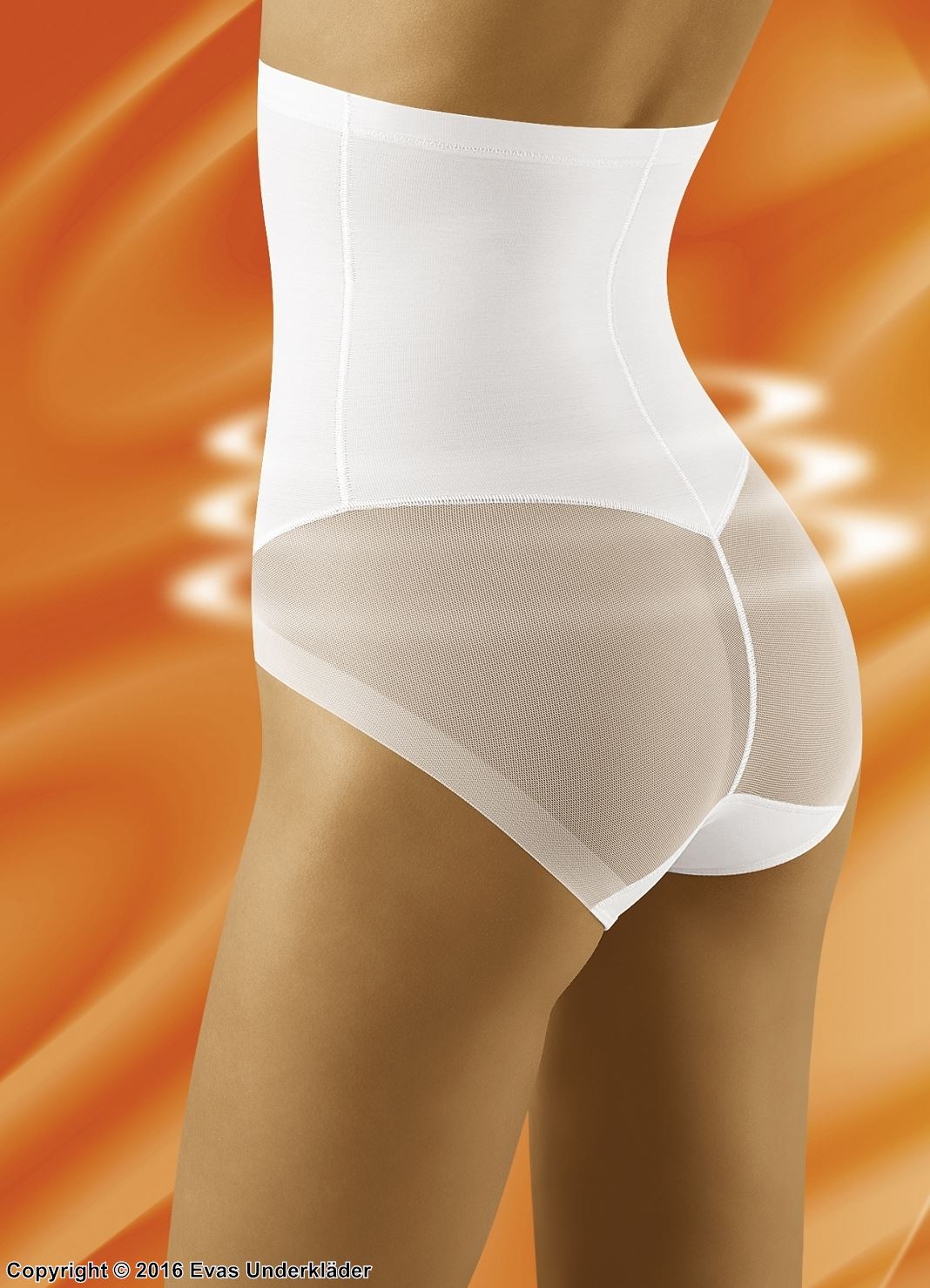 Shaping panties, net inlay, very high waist, anti-slip silicone band, invisible under clothes